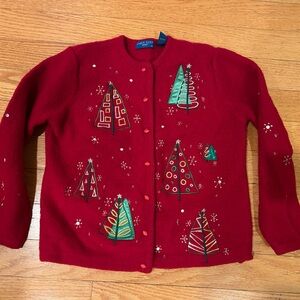 Karen Scott Red Wool Sweater, Petite M